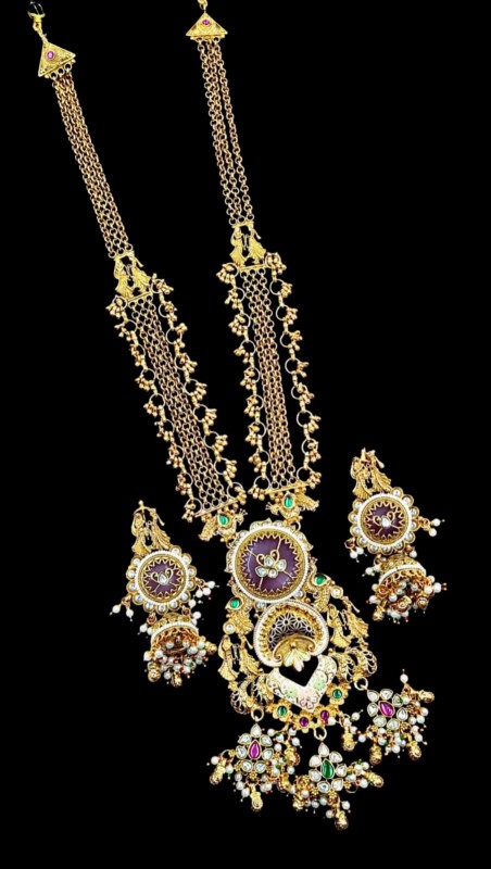 4390 Traditional Indian Necklace Set - SA00811PB Elegant gold-plated jewelry with intricate designs