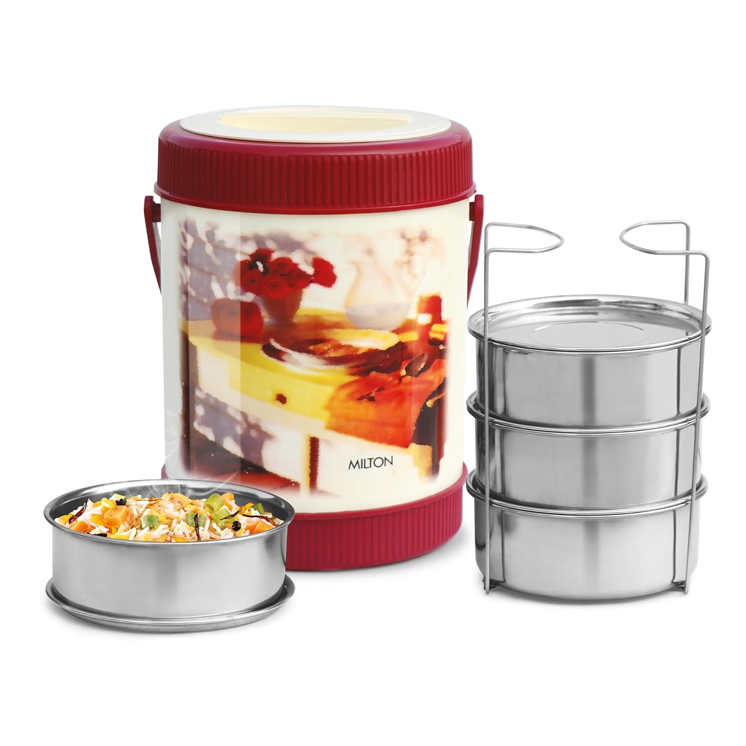 SHERRIF 4 CONTAINER 3000ML LUNCH BOX RED (AM-SH4C3000RE578-BM)