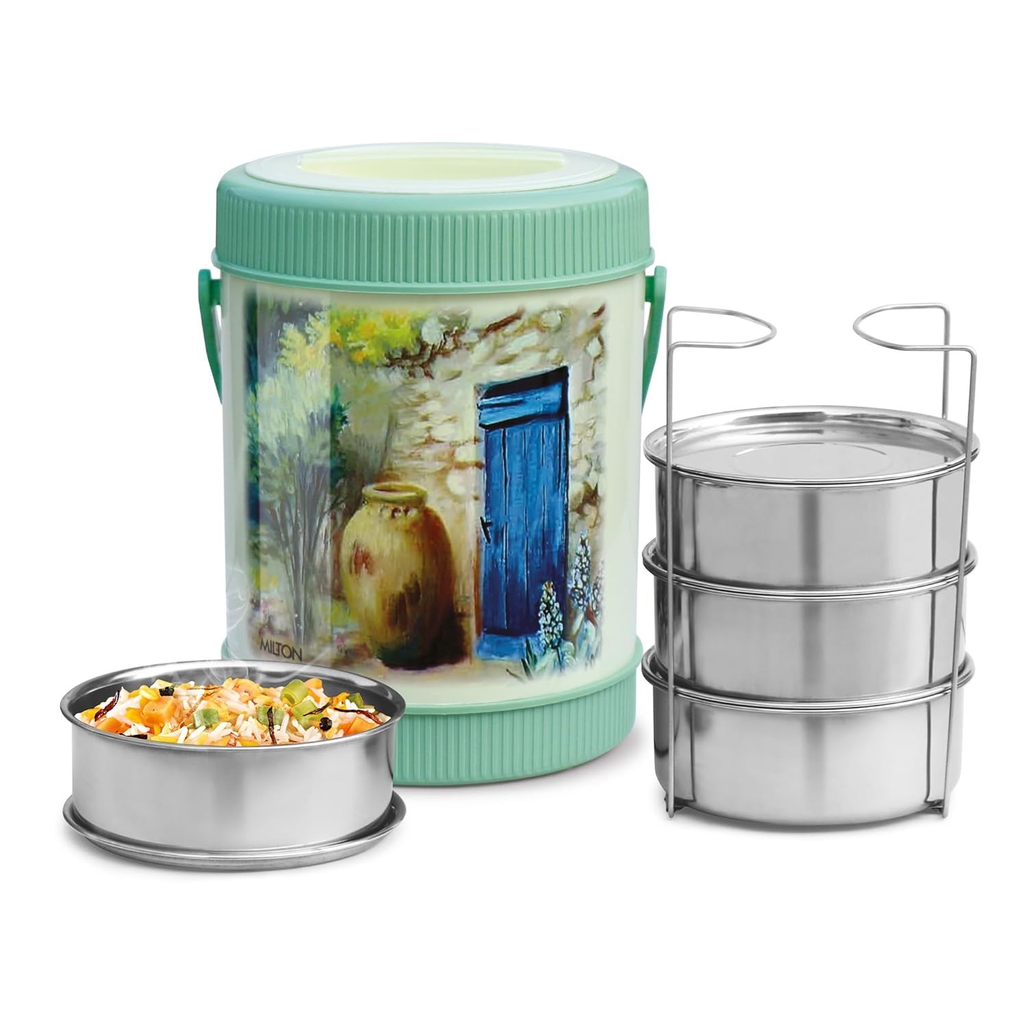 SHERRIF 4 CONTAINER 3000ML LUNCH BOX GREEN (AM-SH4C3000GR521-BM)