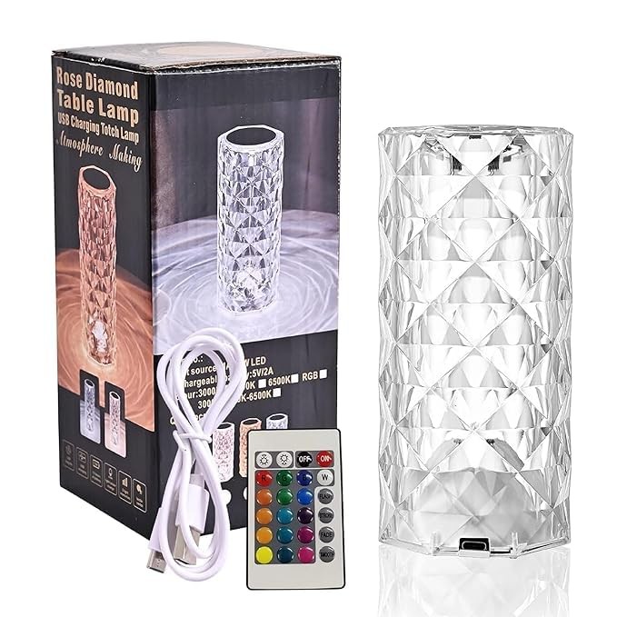 Crystal Diamond Table Lamp - SS00731RK Elegant touch-sensitive lamp with remote control